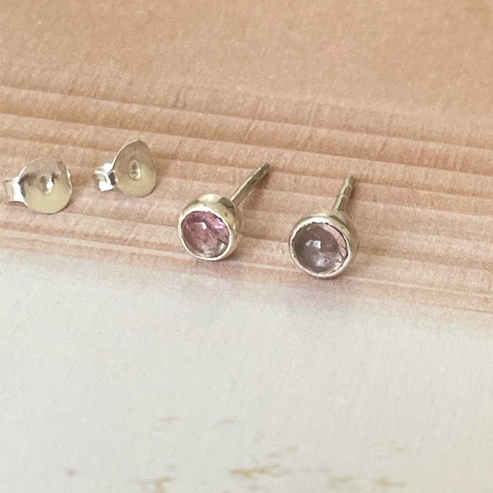 Pink Tourmaline Stud Earrings | 925 Sterling Silver, “Delicate Delicacies” VIBES
